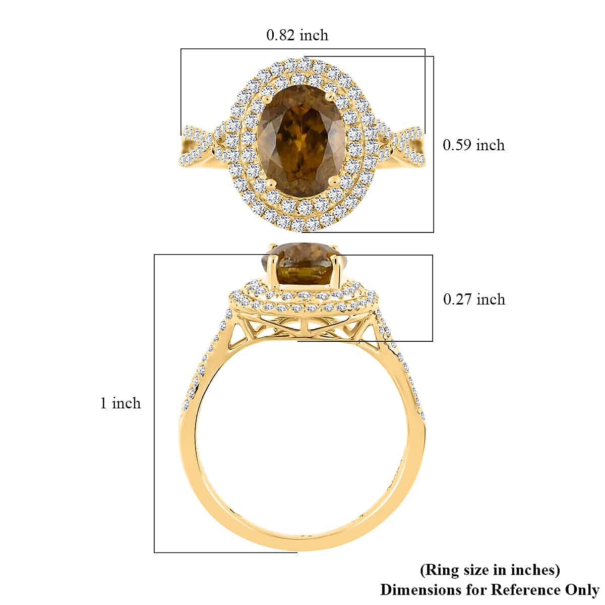 Iliana 18K Yellow Gold AAA Sava Sphene and G-H SI Diamond Double Halo Ring (Size 6.0) 2.90 ctw