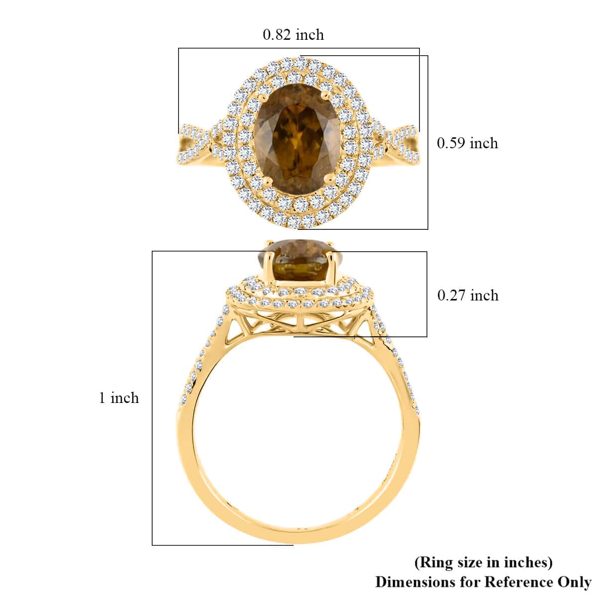 Iliana 18K Yellow Gold AAA Sava Sphene and G-H SI Diamond Double Halo Ring (Size 6.0) 2.90 ctw image number 5