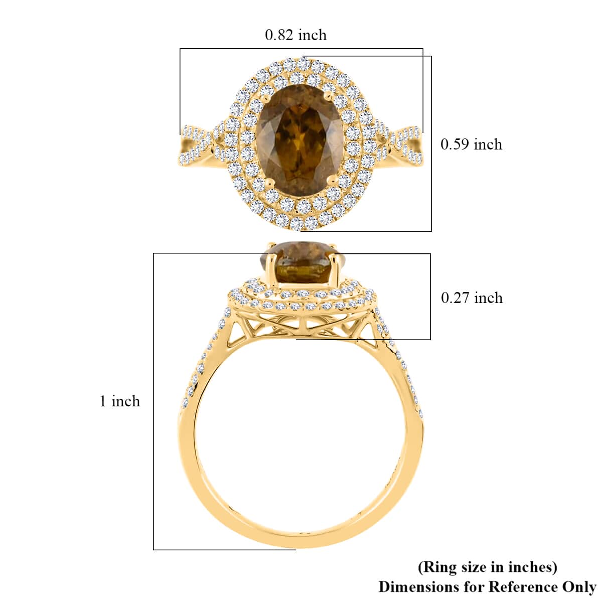 Iliana 18K Yellow Gold AAA Sava Sphene and G-H SI Diamond Double Halo Ring (Size 8.0) 2.90 ctw image number 5