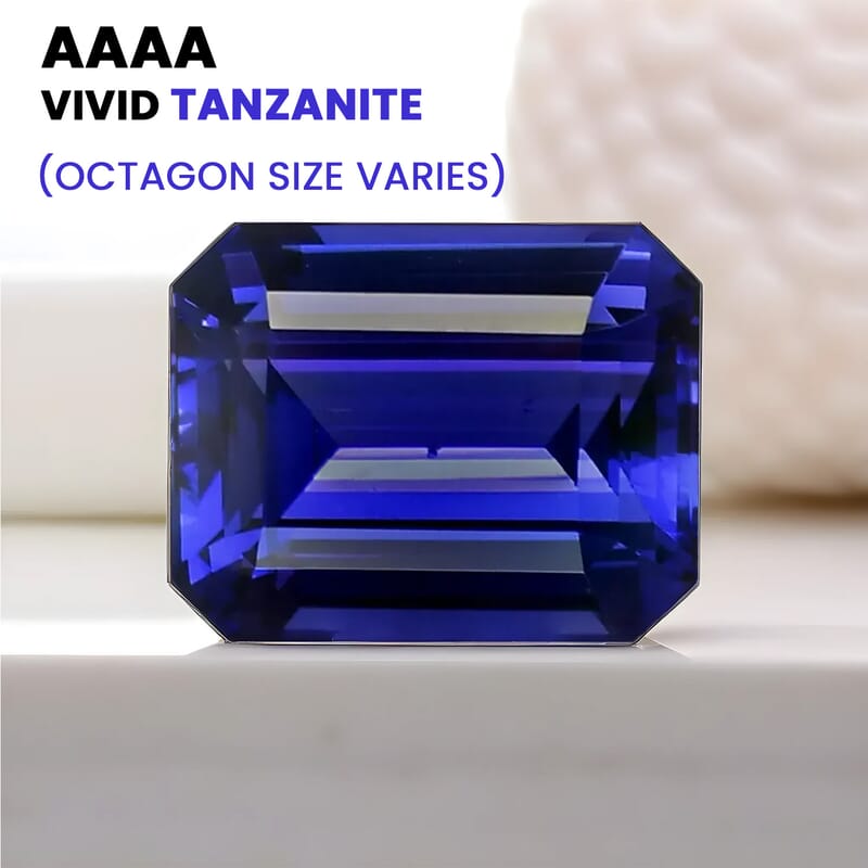 Certified and Appraised AAAA Vivid Tanzanite (Octagon Size Varies) 10.00 ctw