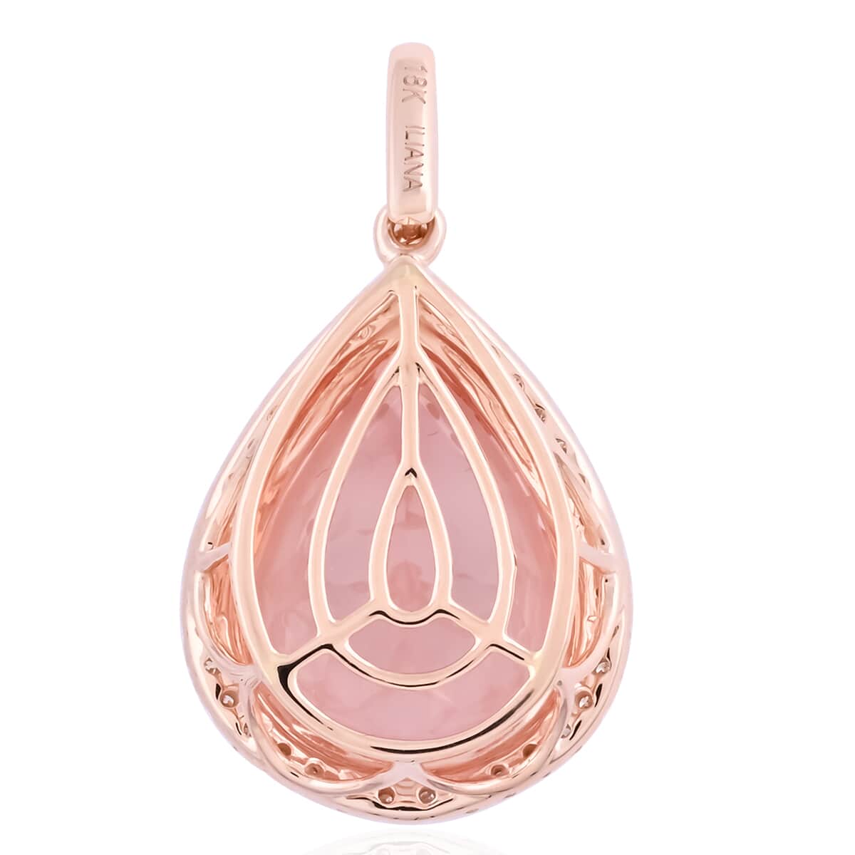ILIANA 18K Rose Gold AAA Certified and Appraised Marropino Morganite and G-H SI Diamond Pendant 3.50 Grams 12.00 ctw image number 2