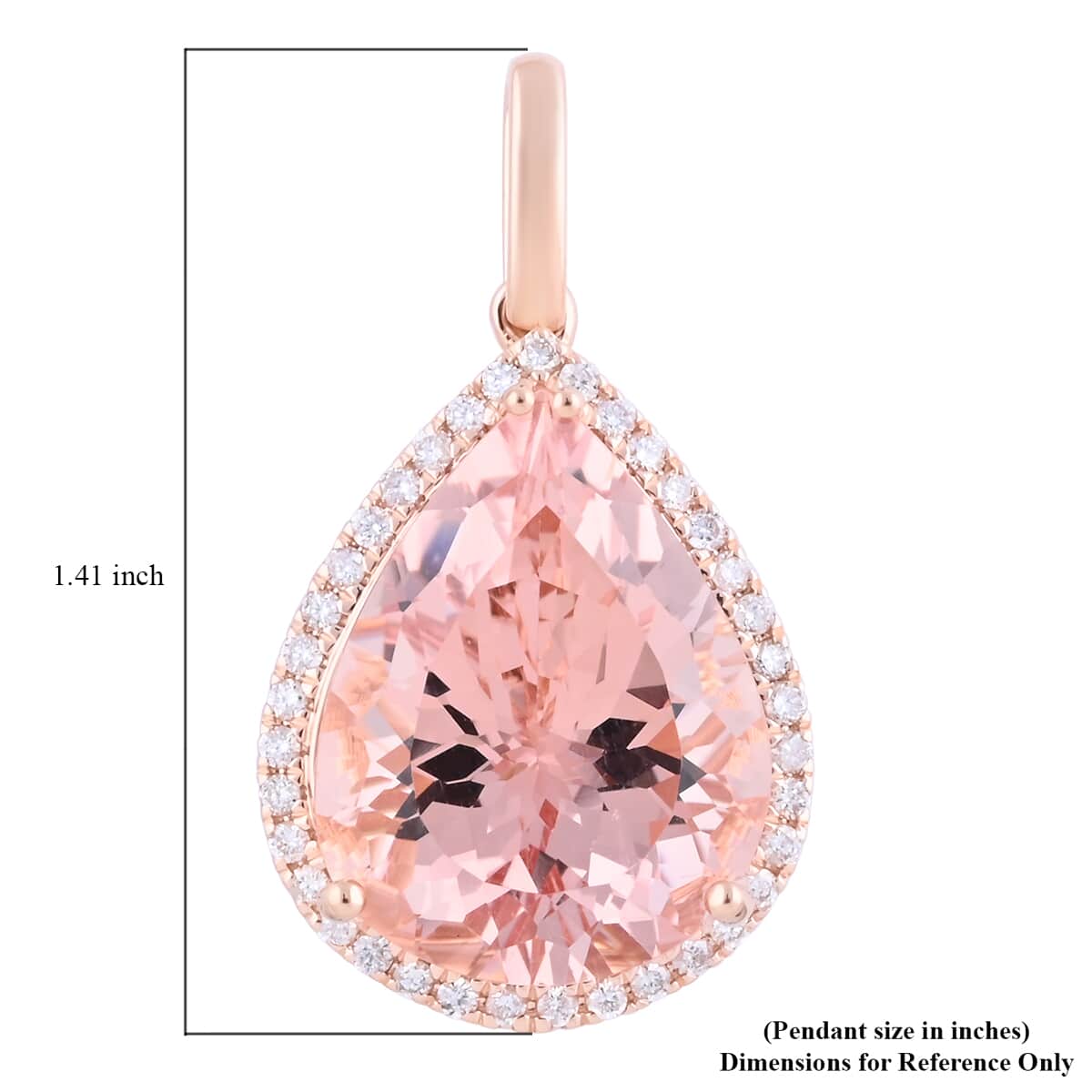 ILIANA 18K Rose Gold AAA Certified and Appraised Marropino Morganite and G-H SI Diamond Pendant 3.50 Grams 12.00 ctw image number 4