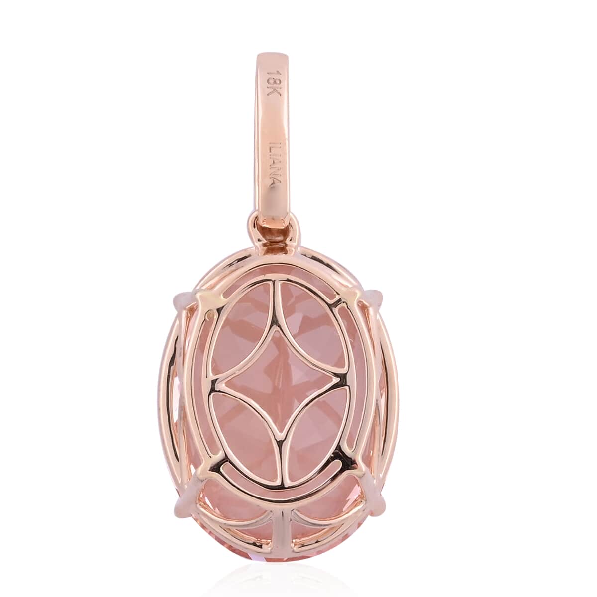 Certified and Appraised Iliana 18K Rose Gold AAA Marropino Morganite and G-H SI Diamond Pendant 18.60 ctw image number 2