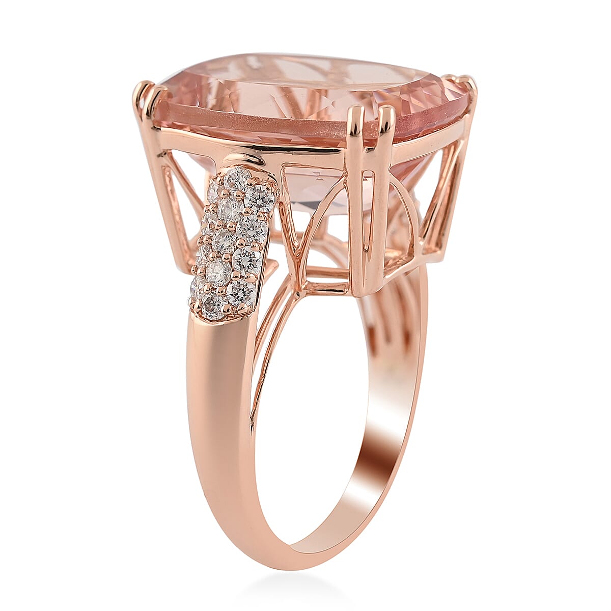 ILIANA 18K Rose Gold AAA Marropino Morganite and Diamond G-H SI Ring 6 Grams 13.30 ctw image number 3