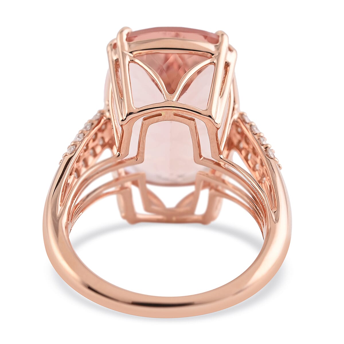 Iliana 18K Rose Gold AAA Marropino Morganite and G-H SI Diamond Ring (Size 8.0) 6 Grams 13.30 ctw image number 4