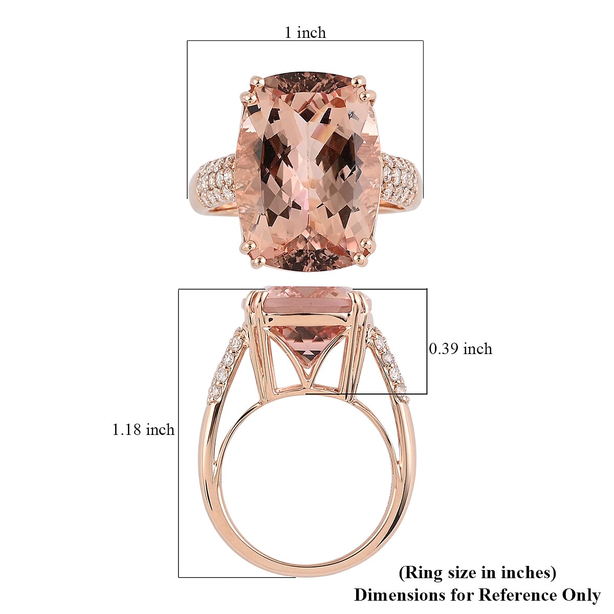 Iliana 18K Rose Gold AAA Marropino Morganite and G-H SI Diamond Ring (Size 8.0) 6 Grams 13.30 ctw image number 6