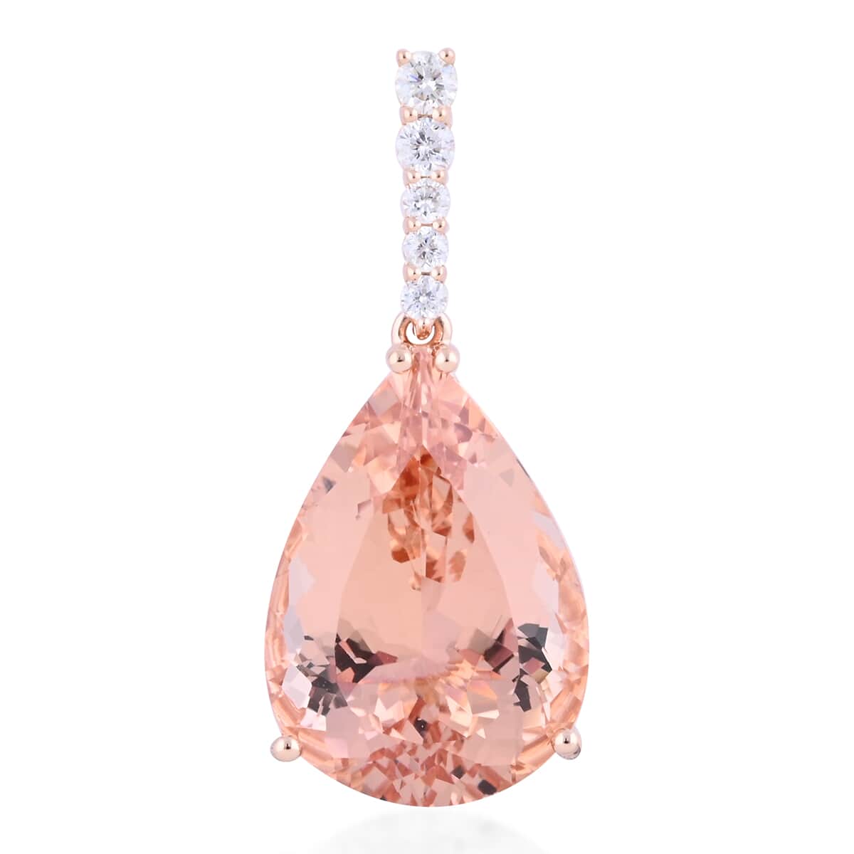 Certified Iliana 18K Rose Gold Certified AAA Marropino Morganite and G-H SI Diamond Solitaire Pendant 12.75 ctw image number 0