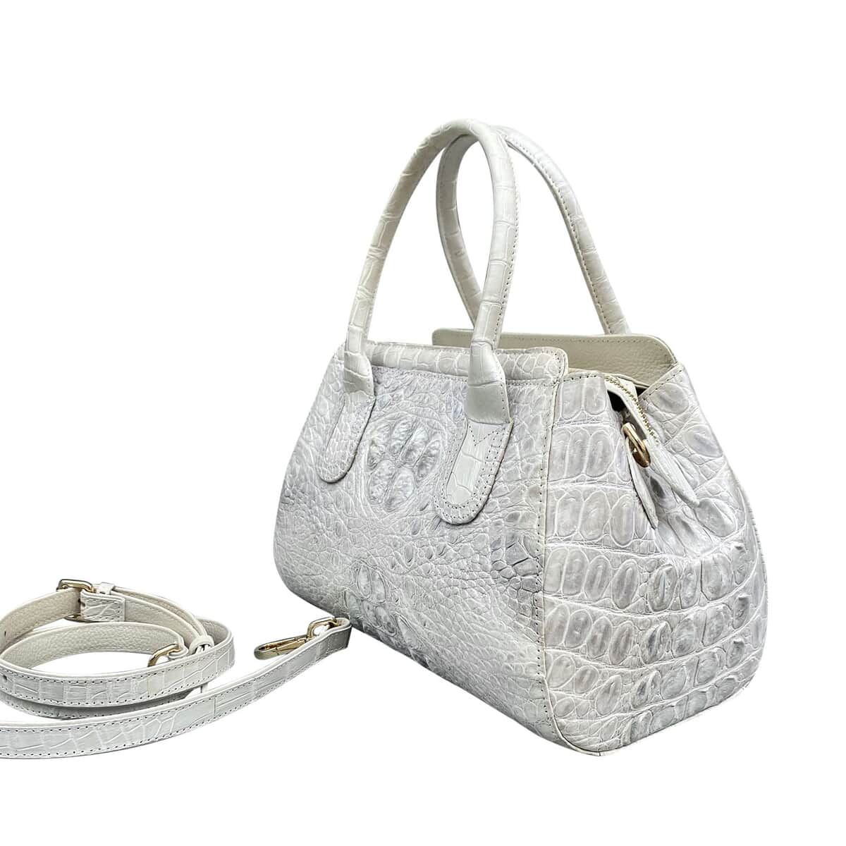 Buy Grand Pelle Genuine Crocodile Leather Natural White Tote Bag for Women  with Detachable Shoulder Strap, Women's Designer Tote Bags, Leather  Handbags