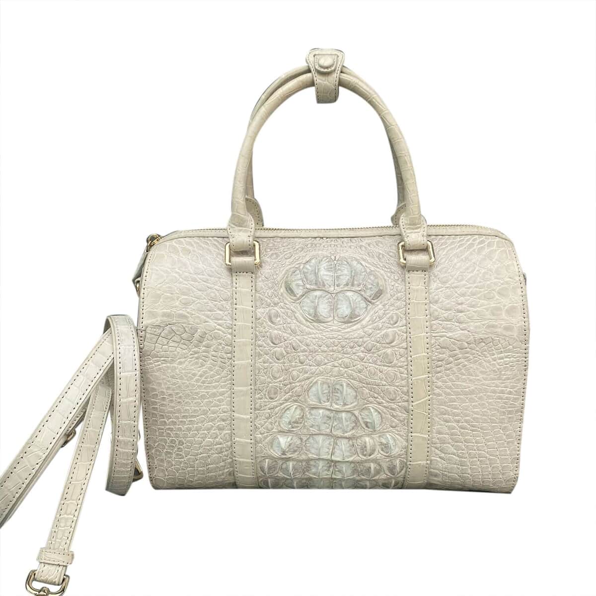Grand Pelle Genuine Crocodile Leather Natural White Tote Bag for Women with Detachable Shoulder Strap | Women's Designer Tote Bags | Leather Handbags | Leather Purse image number 0
