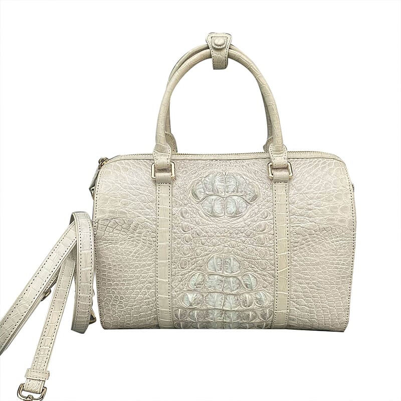 Grand Pelle Genuine Crocodile Leather Natural White Tote Bag for Women with Detachable Shoulder Strap | Women's Designer Tote Bags | Leather Handbags | Leather Purse