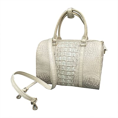 Grand Pelle Genuine Crocodile Leather Natural White Tote Bag for Women with Detachable Shoulder Strap | Women's Designer Tote Bags | Leather Handbags | Leather Purse