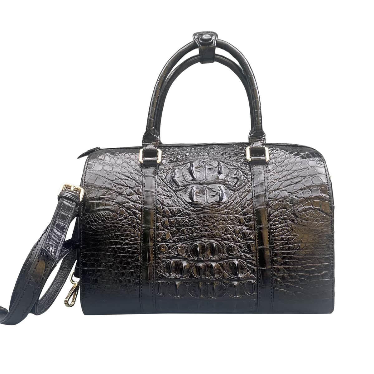 Grand Pelle Genuine Crocodile Leather Black Tote Bag for Women with Detachable Shoulder Strap | Women's Designer Tote Bags | Leather Handbags | Leather Purse image number 0