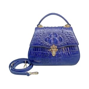 Mother's day jewelry RIVER Brand Closeout, Organic Caiman Crocodile Navy  Blue Shoulder Bag (16.14x11.41x3.14) at ShopLC