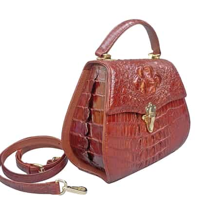 Genuine Crocodile leather red Handbag Women Shoulder leather Bag