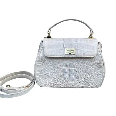 Buy Grand Pelle Genuine Crocodile Leather Natural White Tote Bag for Women  with Detachable Shoulder Strap, Women's Designer Tote Bags, Leather  Handbags