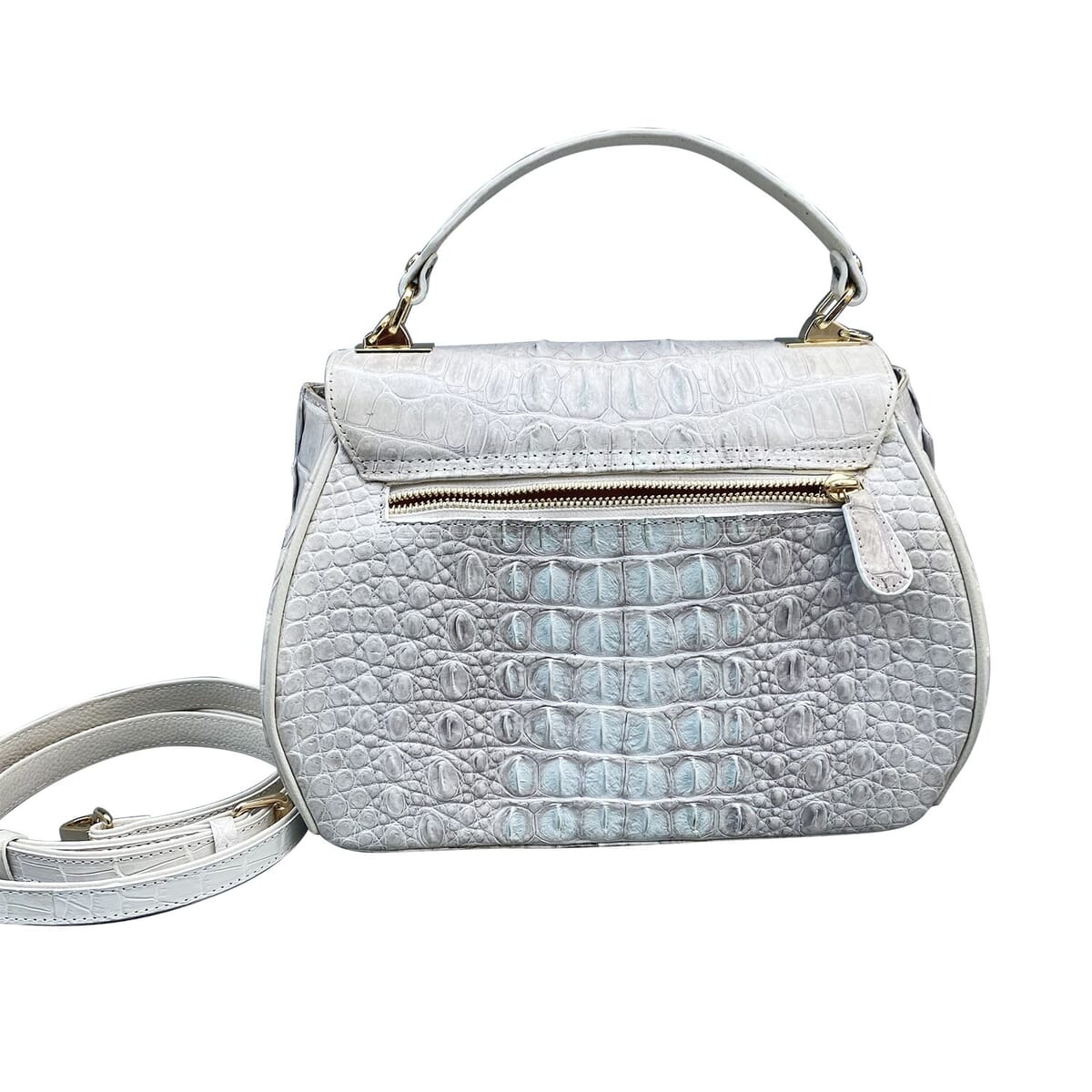 Grand Pelle Genuine Crocodile Leather Natural White Tote Bag (11.2"x7.5"x5.3") with Detachable Shoulder Strap image number 1