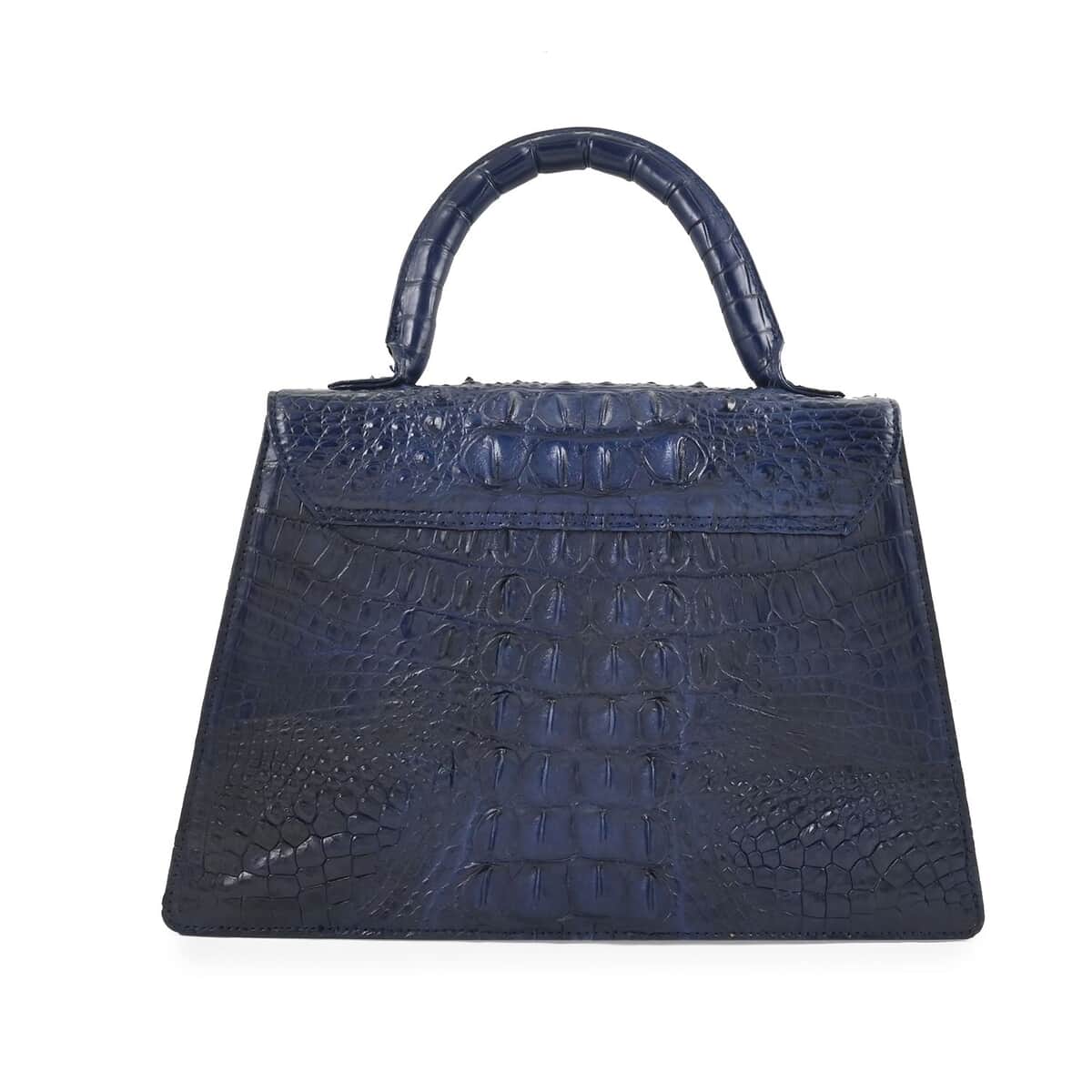 Grand Pelle Navy Genuine Crocodile Leather Handbag (11.02"x7.48"x3.97") image number 2