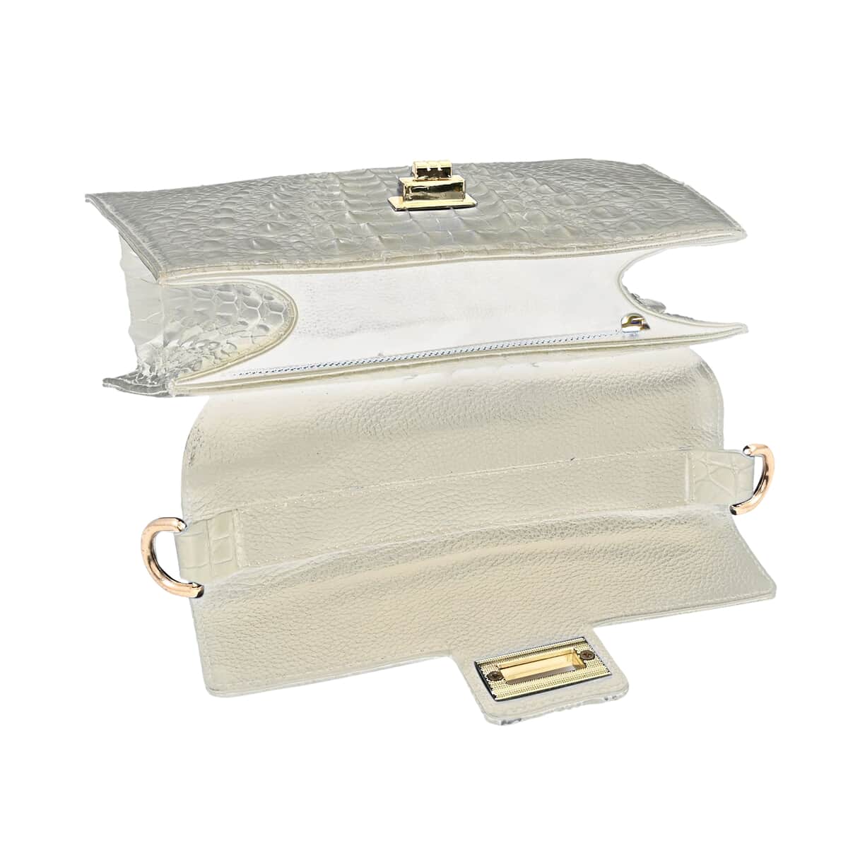 Grand Pelle Natural White Genuine Crocodile Leather Handbag image number 3