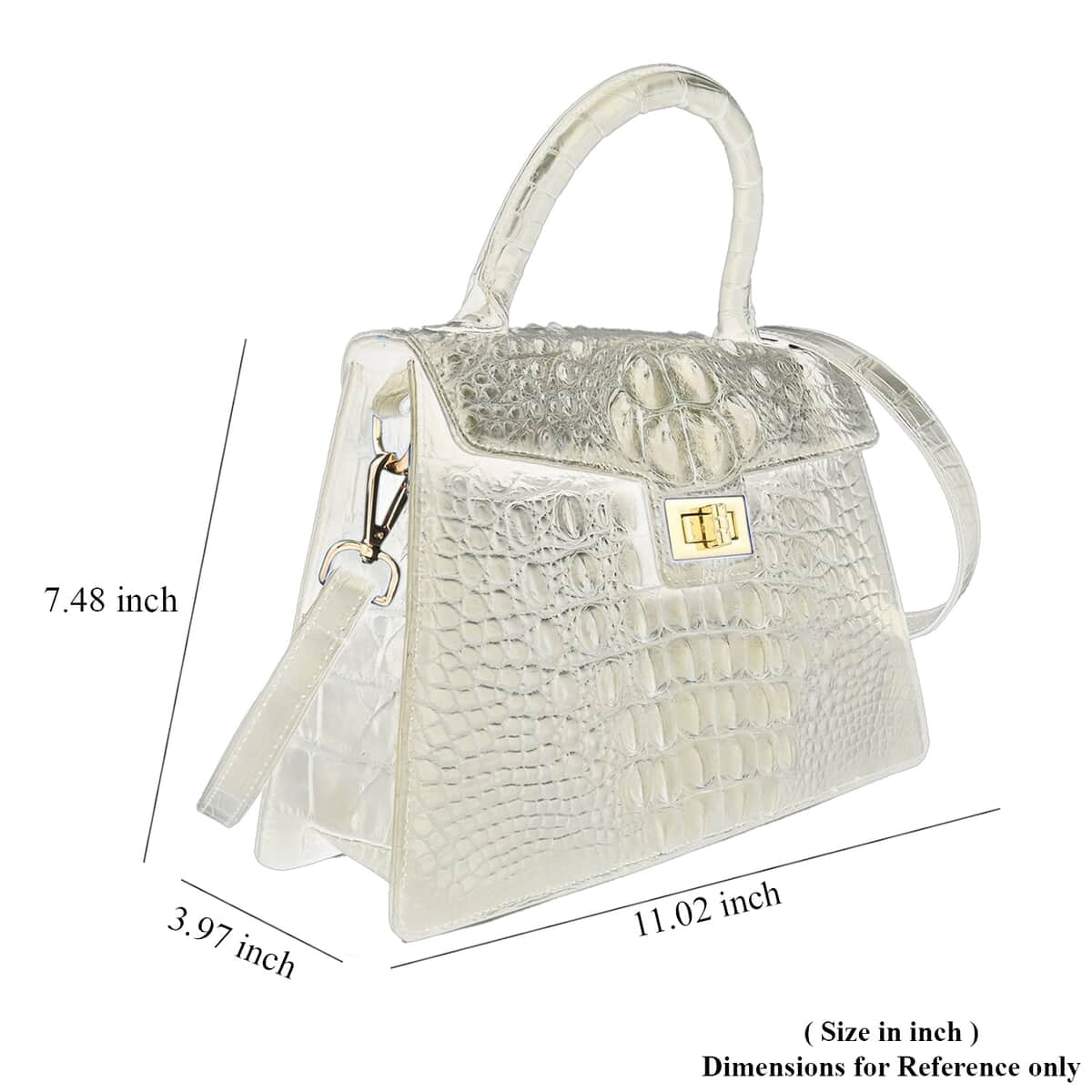 Grand Pelle Natural White Genuine Crocodile Leather Handbag image number 5