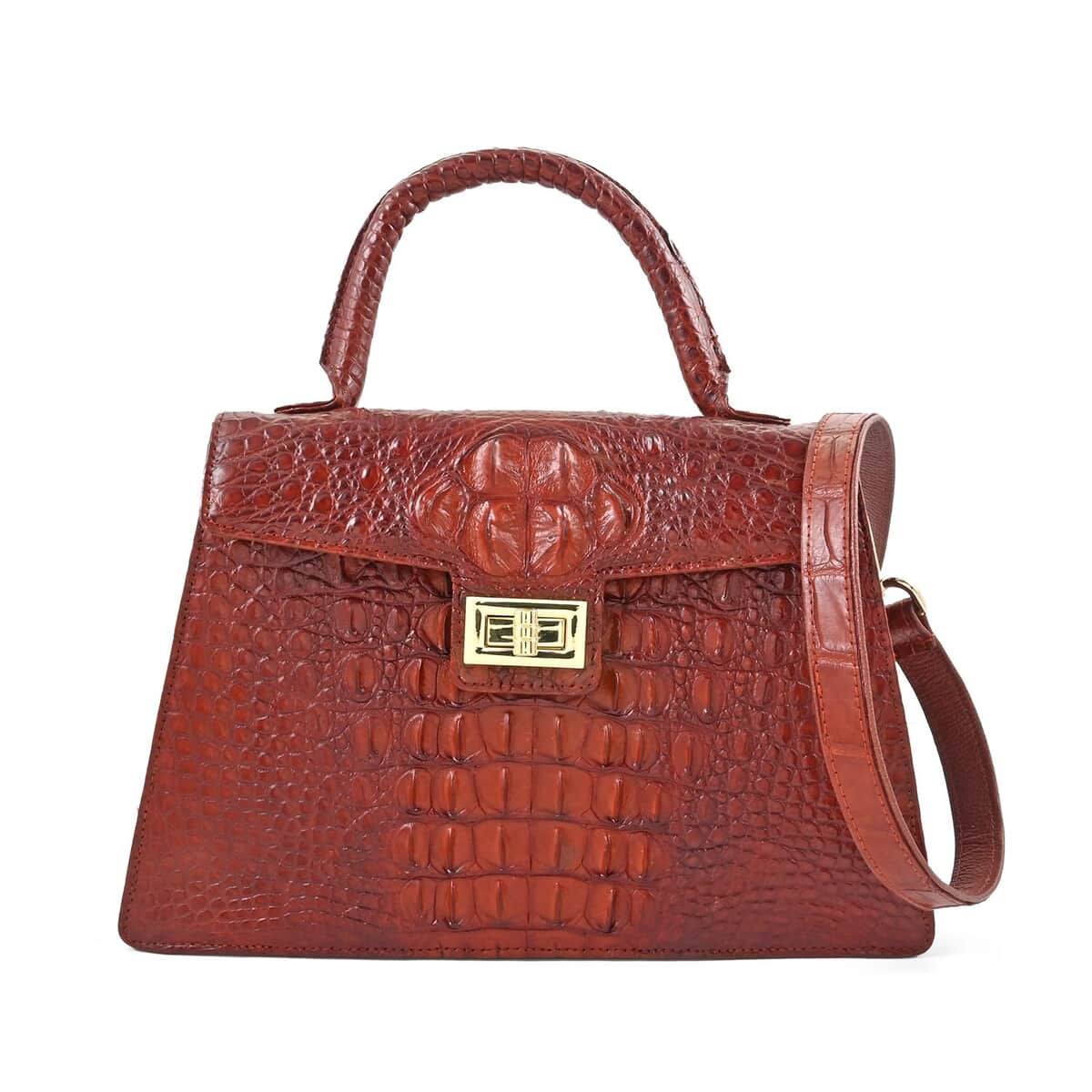 Grand Pelle Red Genuine Crocodile Leather Handbag image number 0