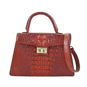 Grand Pelle Red Genuine Crocodile Leather Handbag