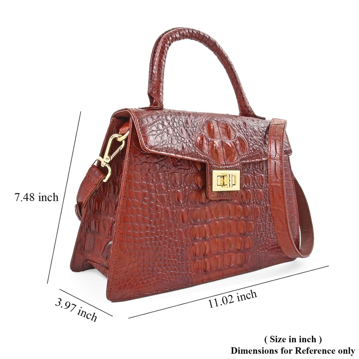 Grand Pelle Red Genuine Crocodile Leather Handbag image number 6