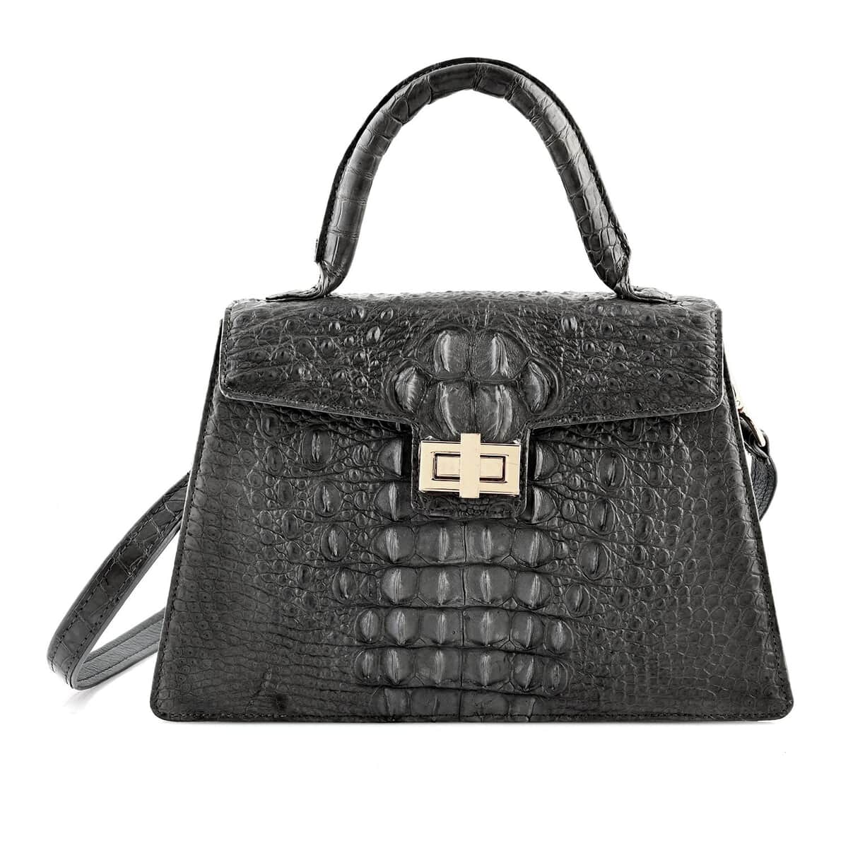 Grand Pelle Gray Genuine Crocodile Leather Handbag image number 0