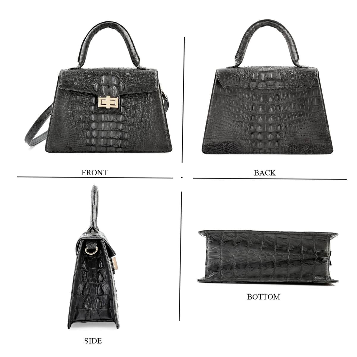 Grand Pelle Gray Genuine Crocodile Leather Handbag image number 1