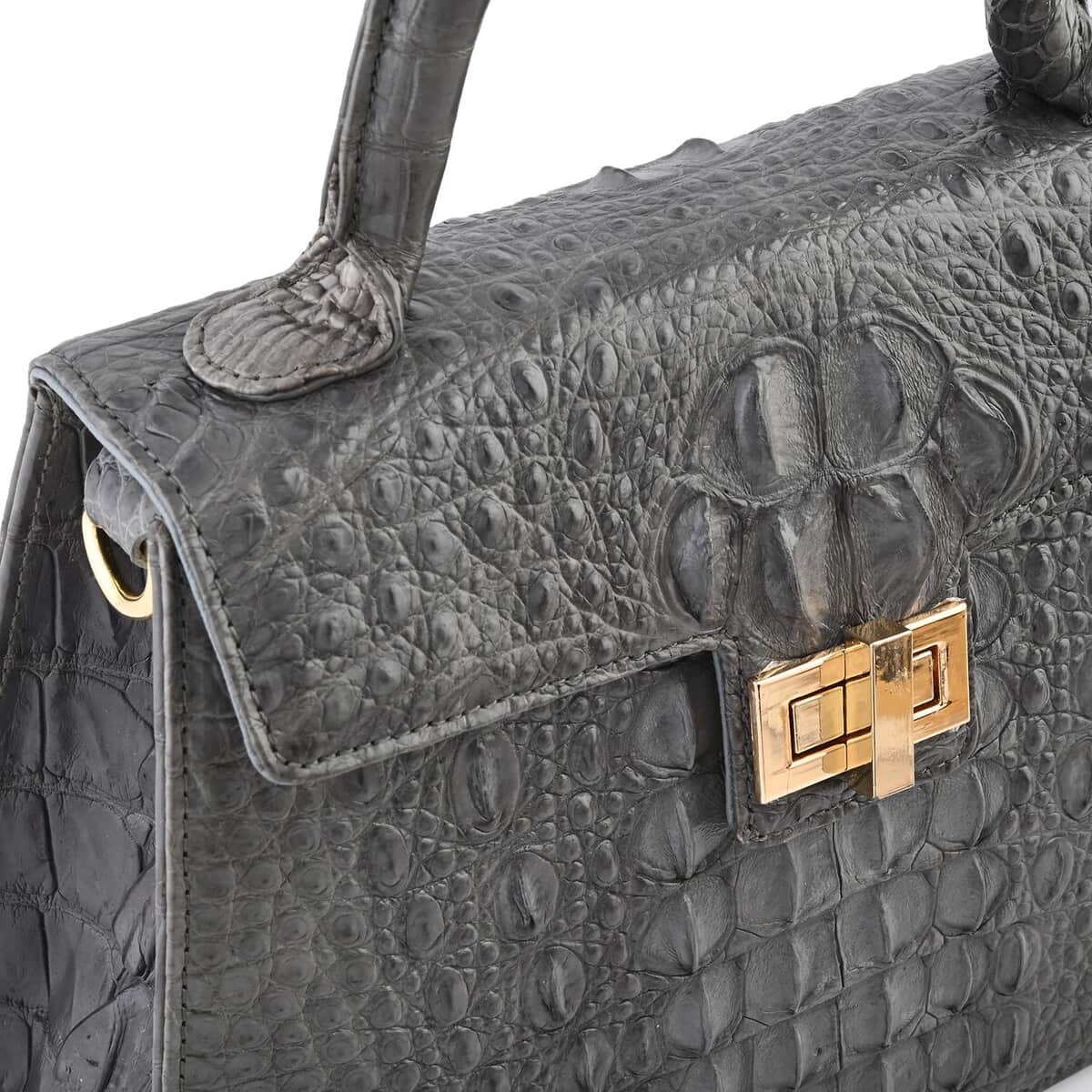 Grand Pelle Gray Genuine Crocodile Leather Handbag image number 3