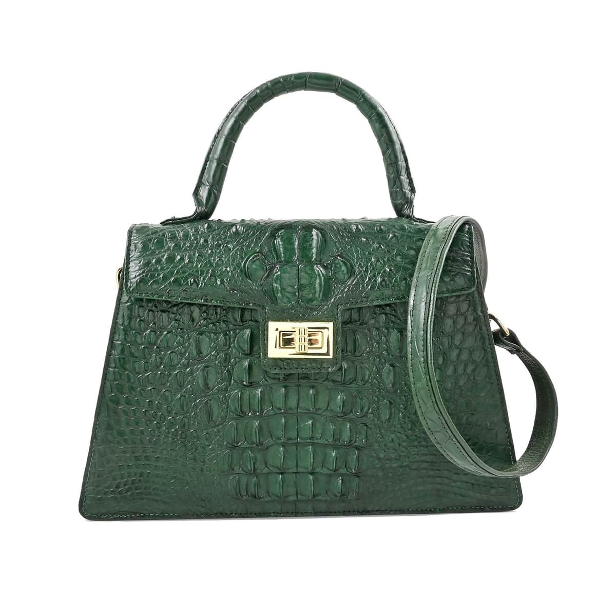 Grand Pelle Dark Green Genuine Crocodile Leather Handbag image number 0