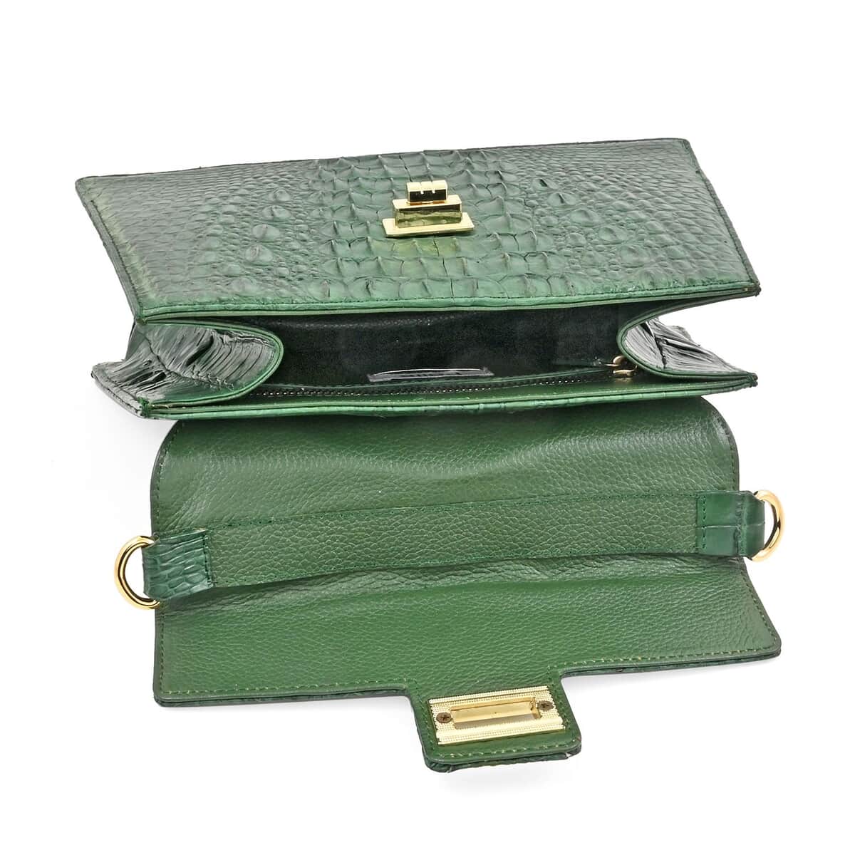 Grand Pelle Dark Green Genuine Crocodile Leather Handbag image number 4