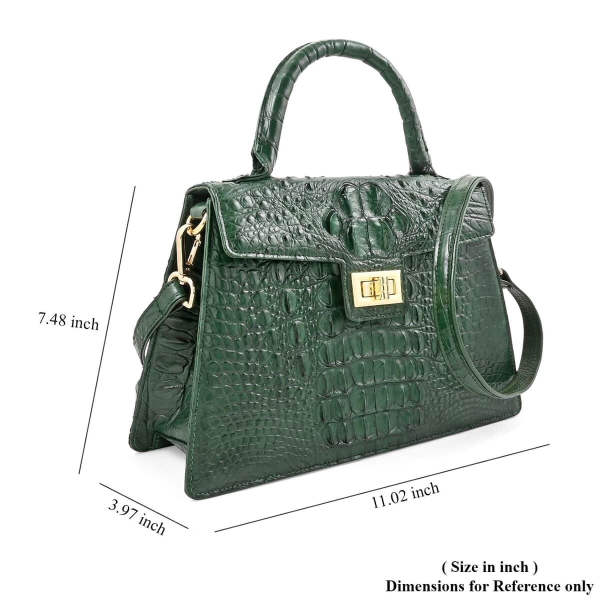 Grand Pelle Dark Green Genuine Crocodile Leather Handbag image number 6