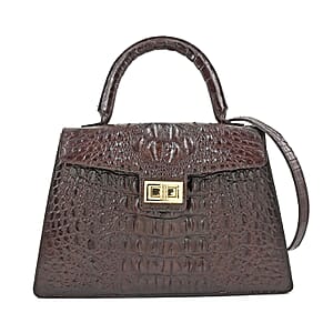 Grand Pelle Chocolate Genuine Crocodile Leather Handbag