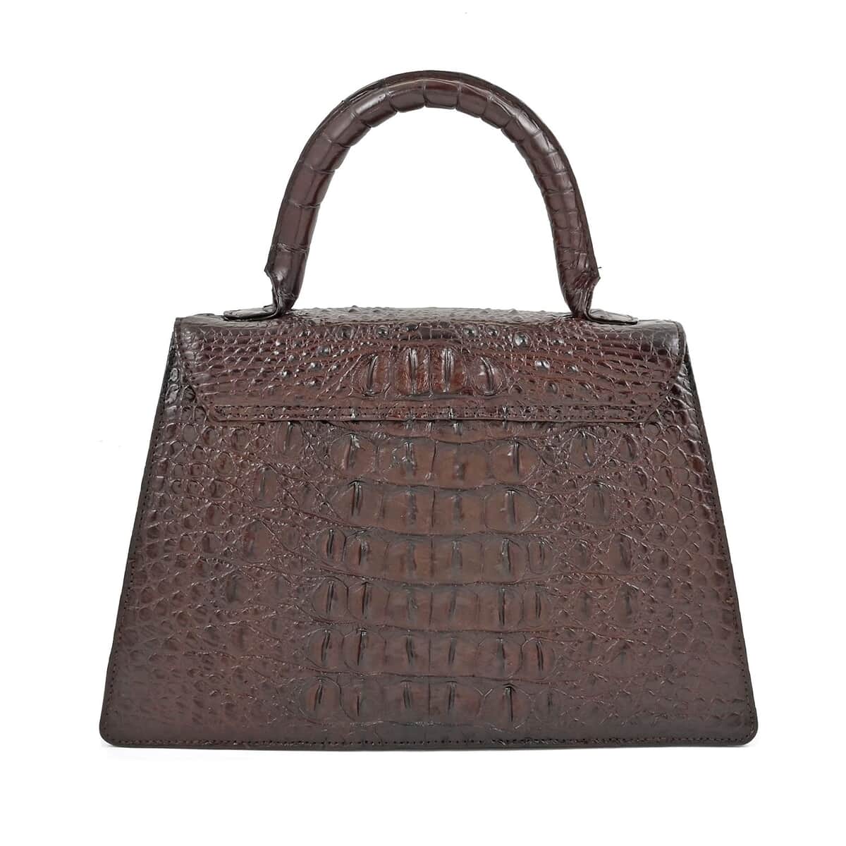 Grand Pelle Chocolate Genuine Crocodile Leather Handbag image number 2