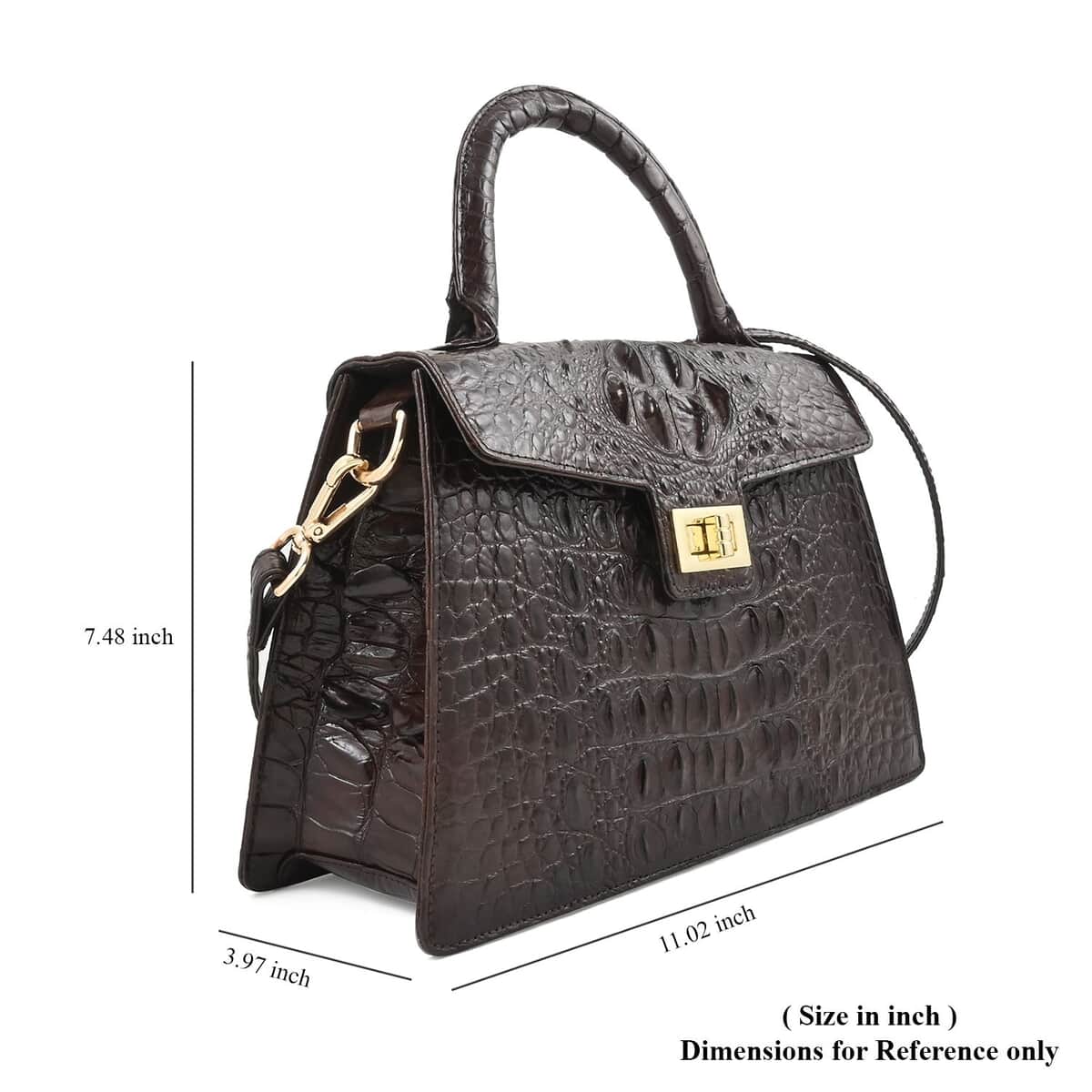 Grand Pelle Chocolate Genuine Crocodile Leather Handbag image number 6