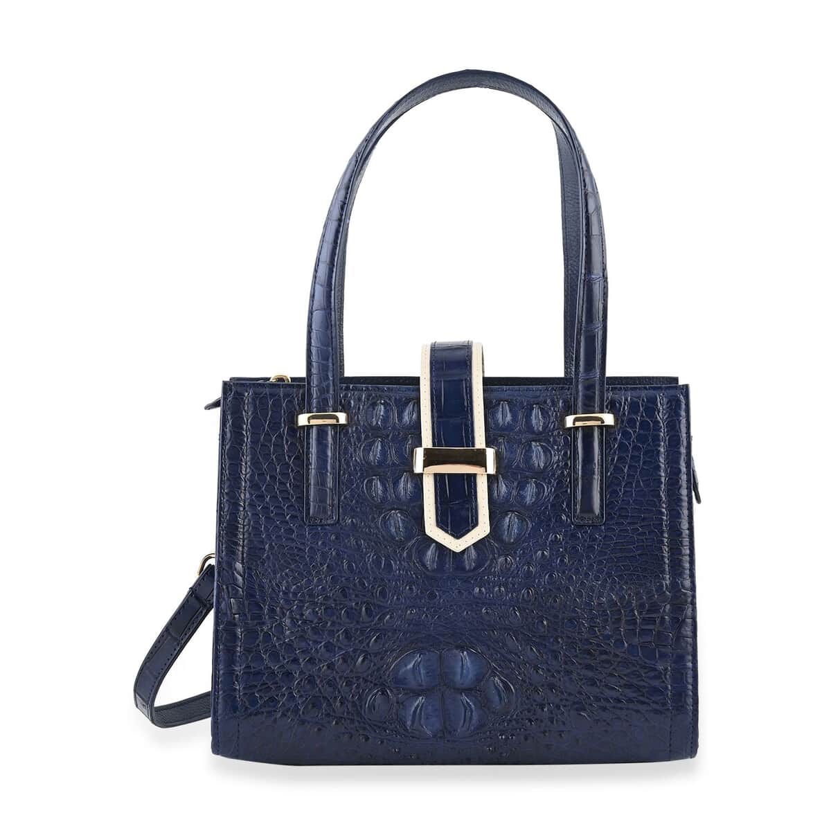 Grand Pelle Navy Genuine Crocodile Leather Handbag image number 0