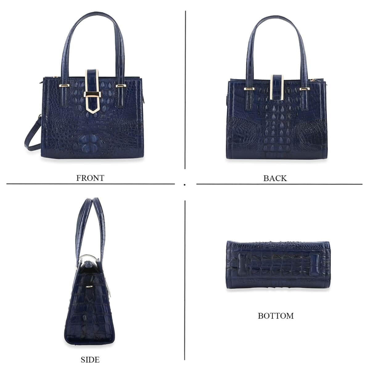 Grand Pelle Navy Genuine Crocodile Leather Handbag image number 1