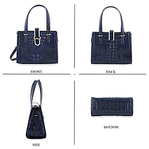 Grand Pelle Navy Genuine Crocodile Leather Handbag