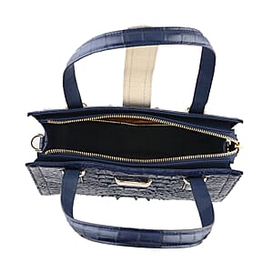 Grand Pelle Navy Genuine Crocodile Leather Handbag