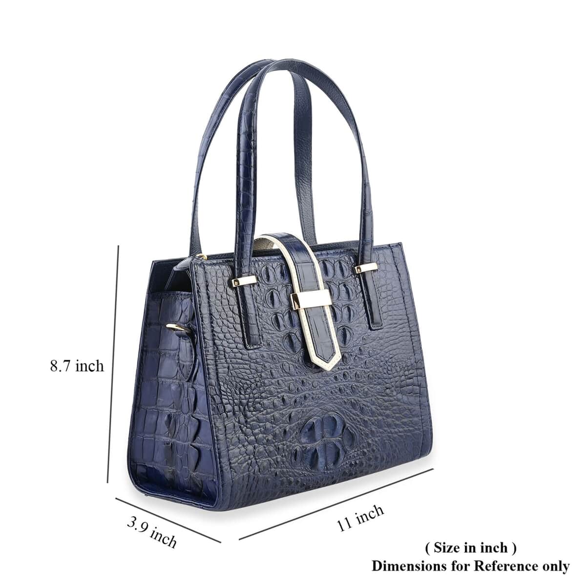 Grand Pelle Navy Genuine Crocodile Leather Handbag image number 4