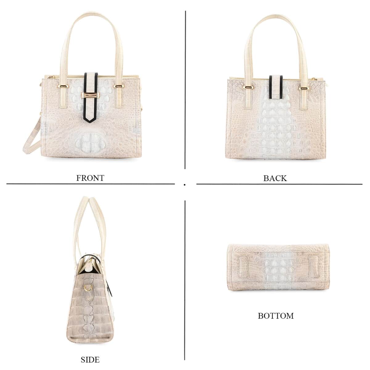 Grand Pelle Natural White Genuine Crocodile Leather Handbag image number 1