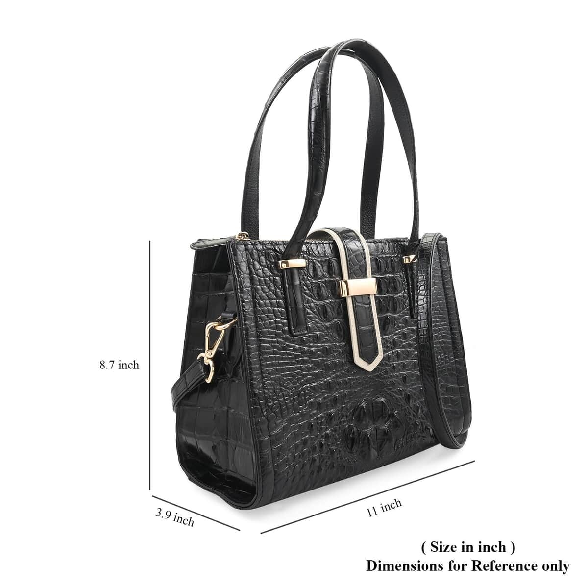 Grand Pelle Black Genuine Crocodile Leather Handbag image number 6