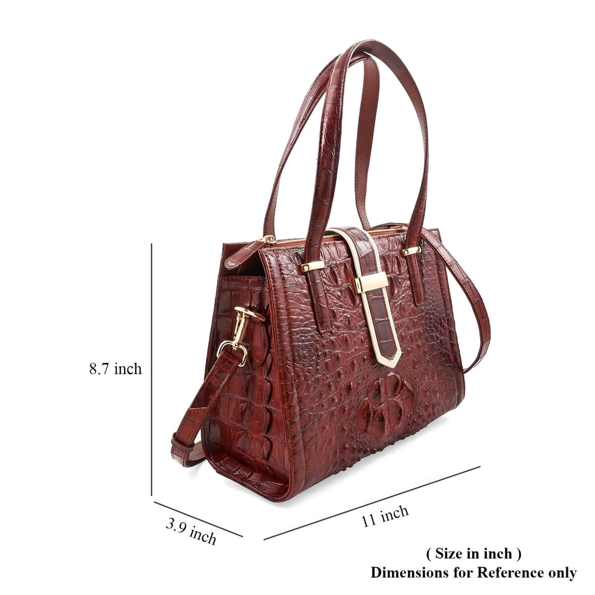 Grand Pelle Brown Genuine Crocodile Leather Handbag image number 5