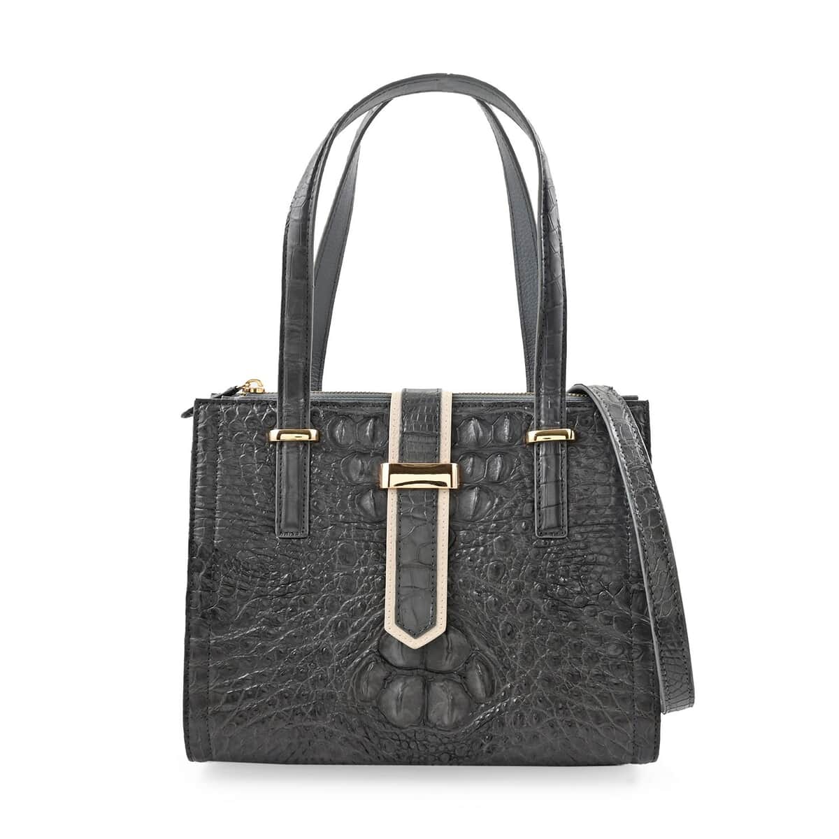 Grand Pelle Gray Genuine Crocodile Leather Handbag image number 0