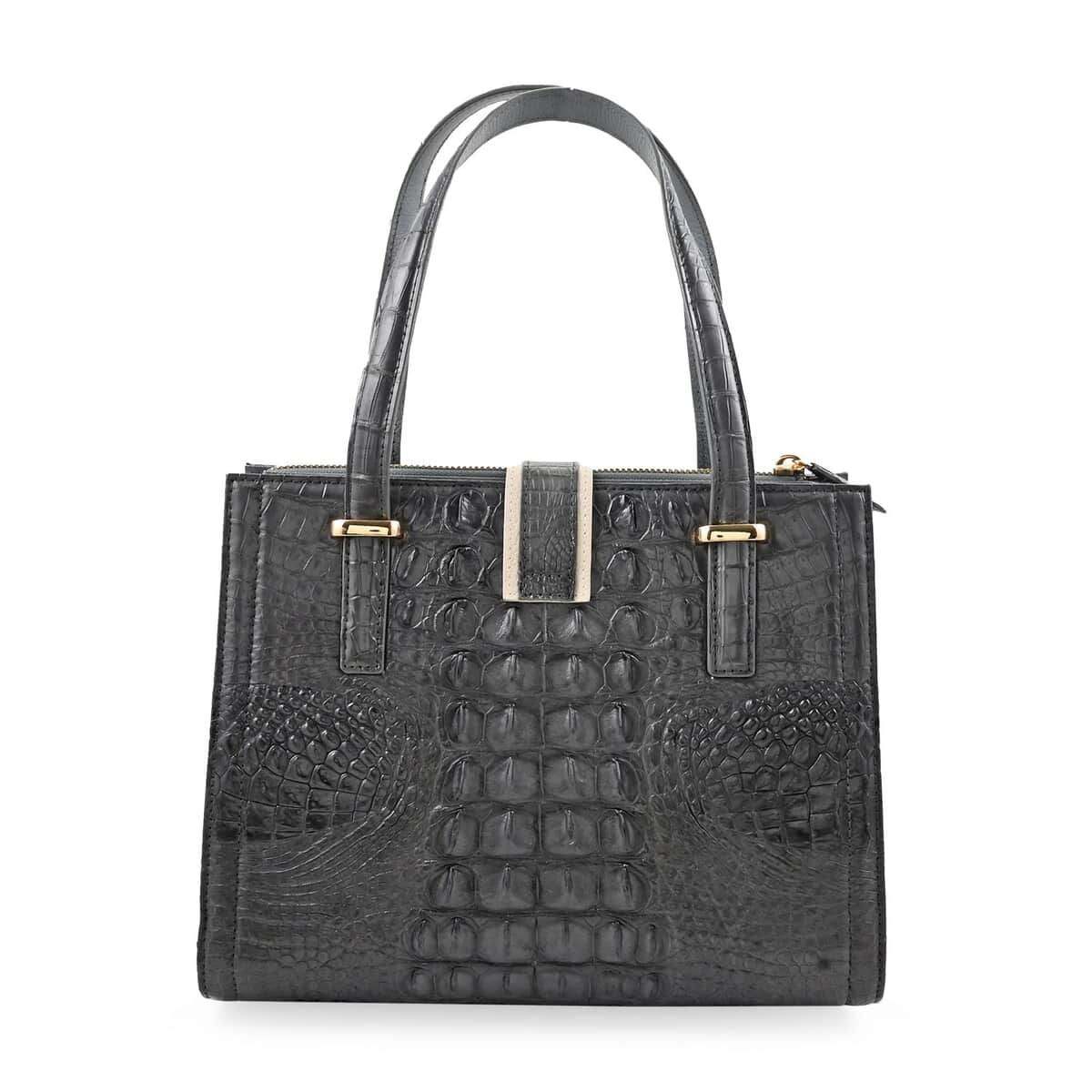 Grand Pelle Gray Genuine Crocodile Leather Handbag image number 2