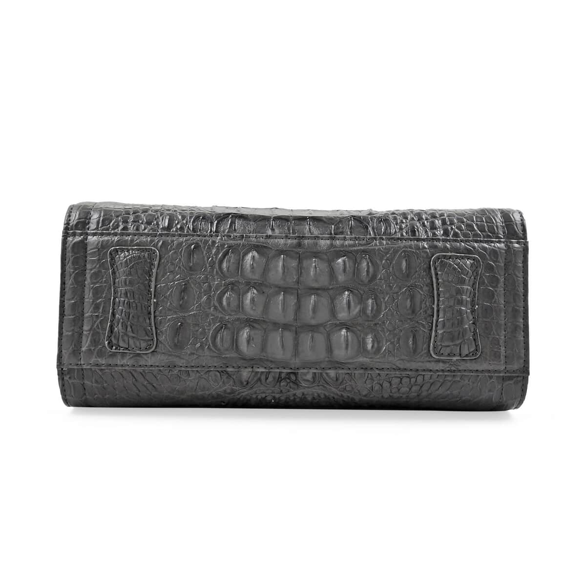 Grand Pelle Gray Genuine Crocodile Leather Handbag image number 3