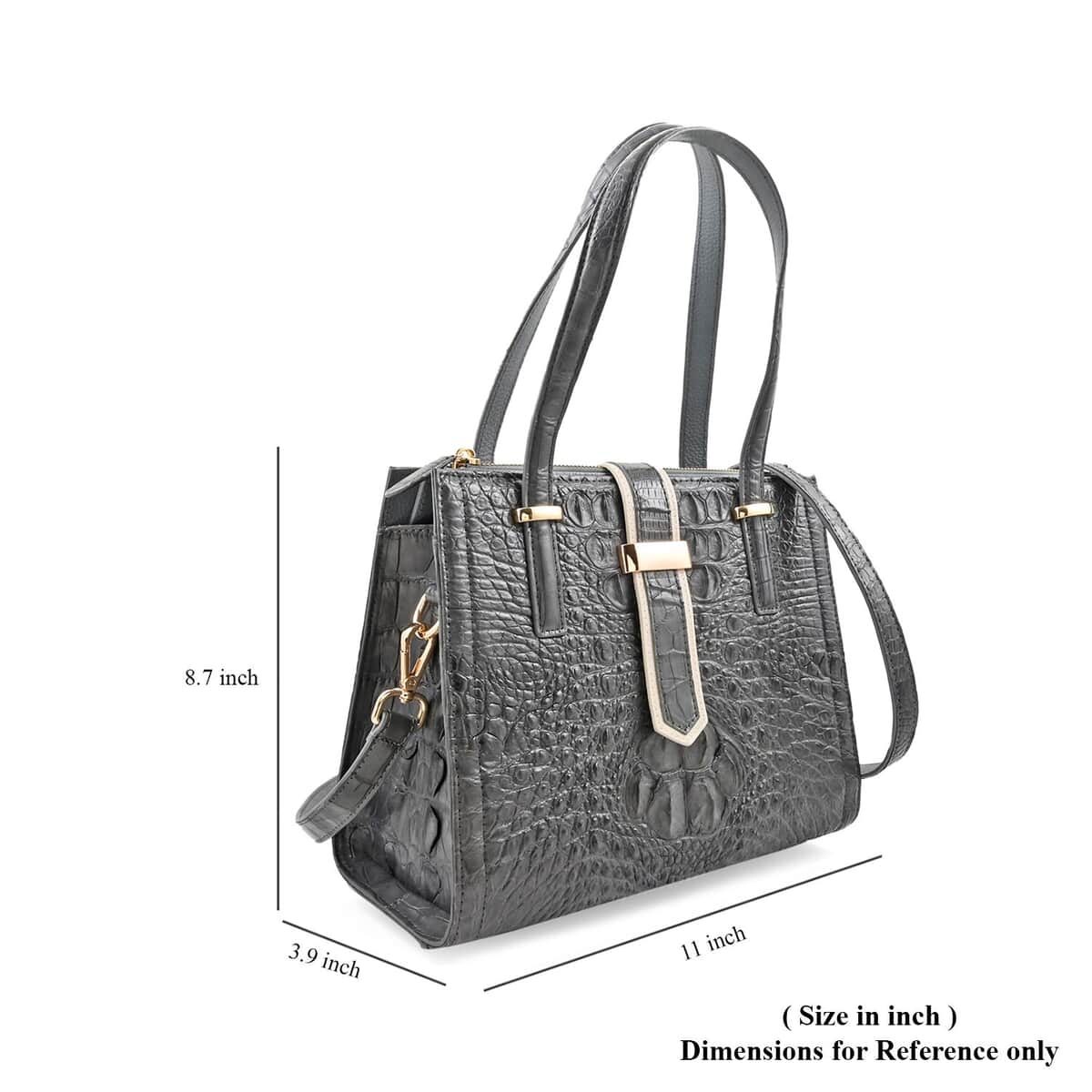 Grand Pelle Gray Genuine Crocodile Leather Handbag image number 6