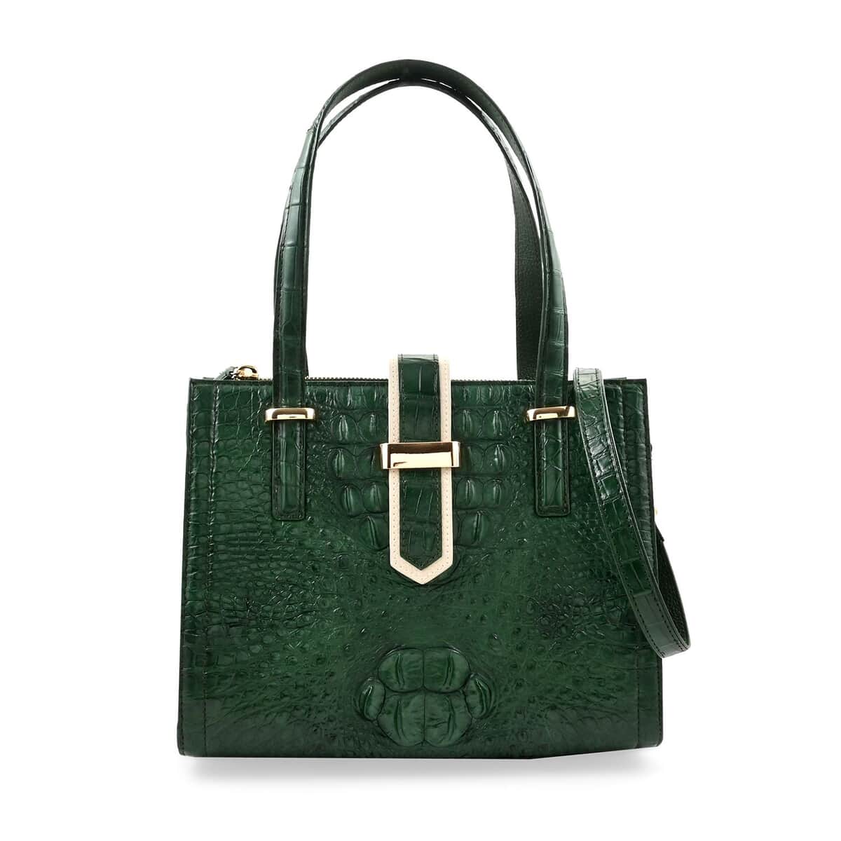 Grand Pelle Dark Green Genuine Crocodile Leather Handbag image number 0