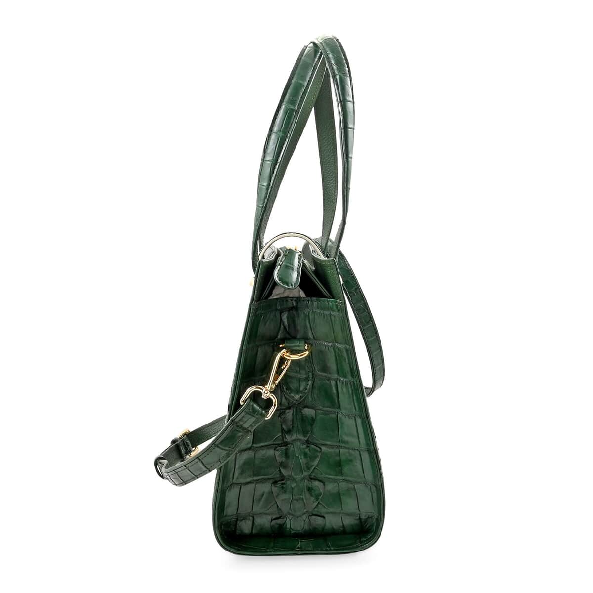 Grand Pelle Dark Green Genuine Crocodile Leather Handbag image number 1