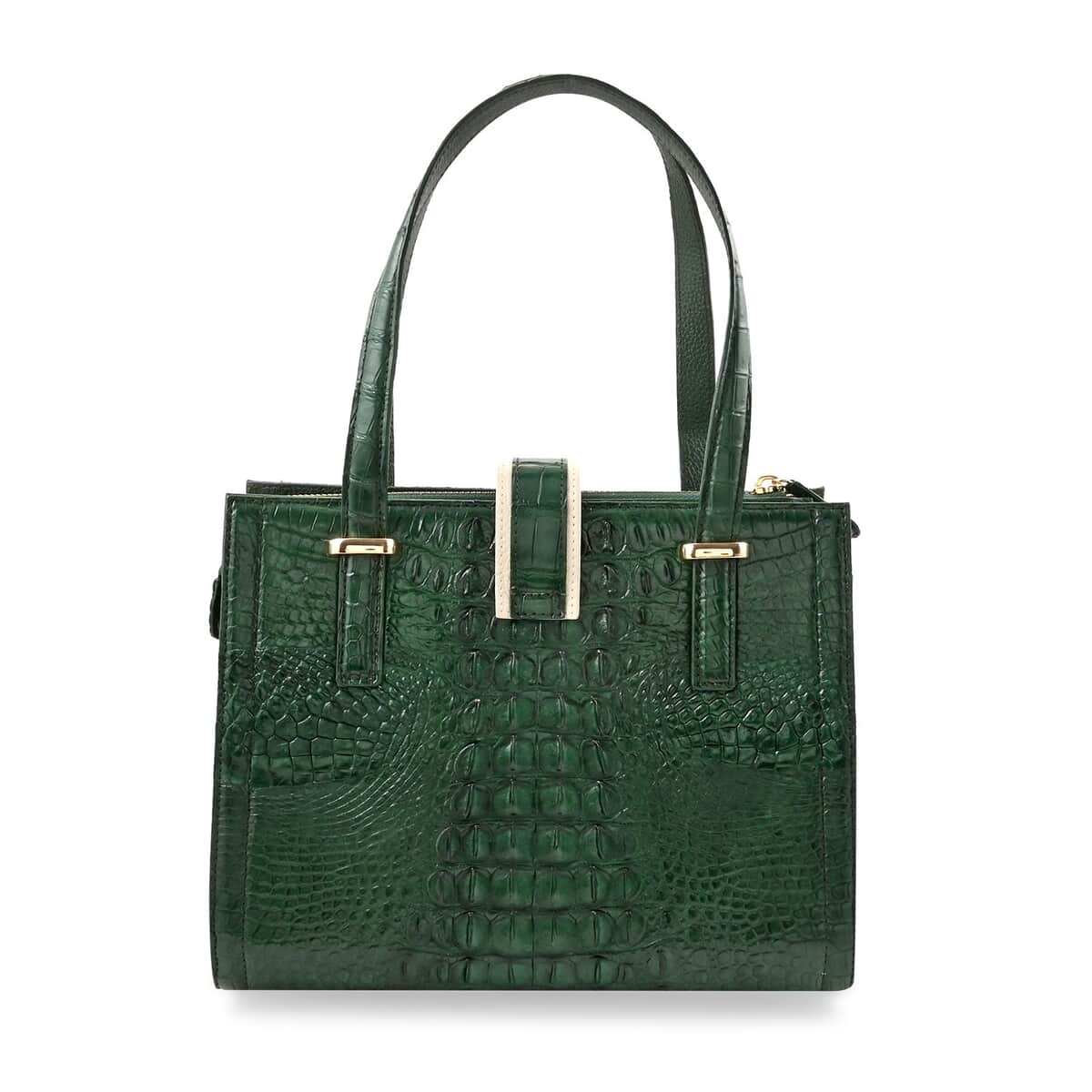 Grand Pelle Dark Green Genuine Crocodile Leather Handbag image number 2